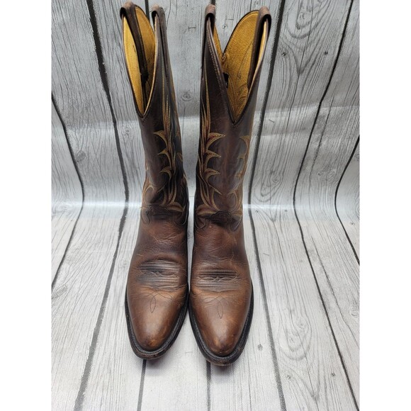 Nocona Mens 11 AAA Brown Vintage Steer Brown Leather Western Boots 1842037403 main image 5